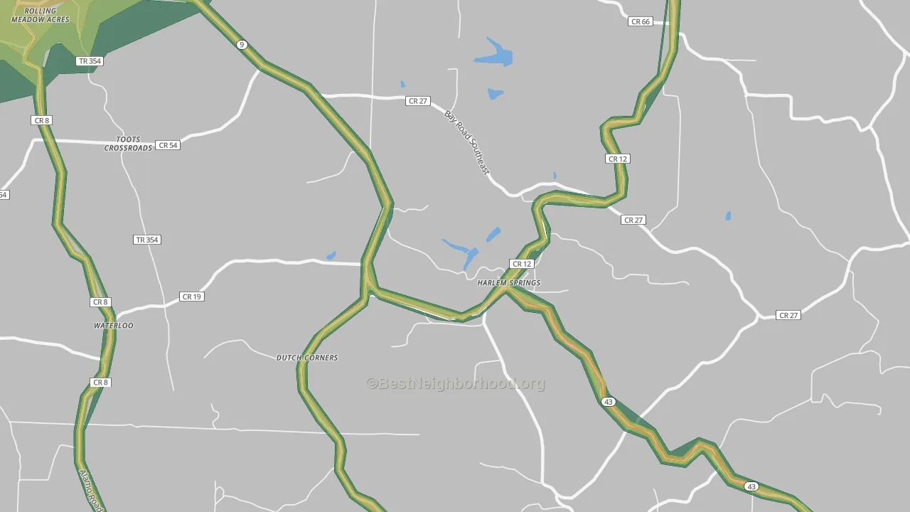 Harlem Springs, OH Map of Noise Levels in Harlem Springs