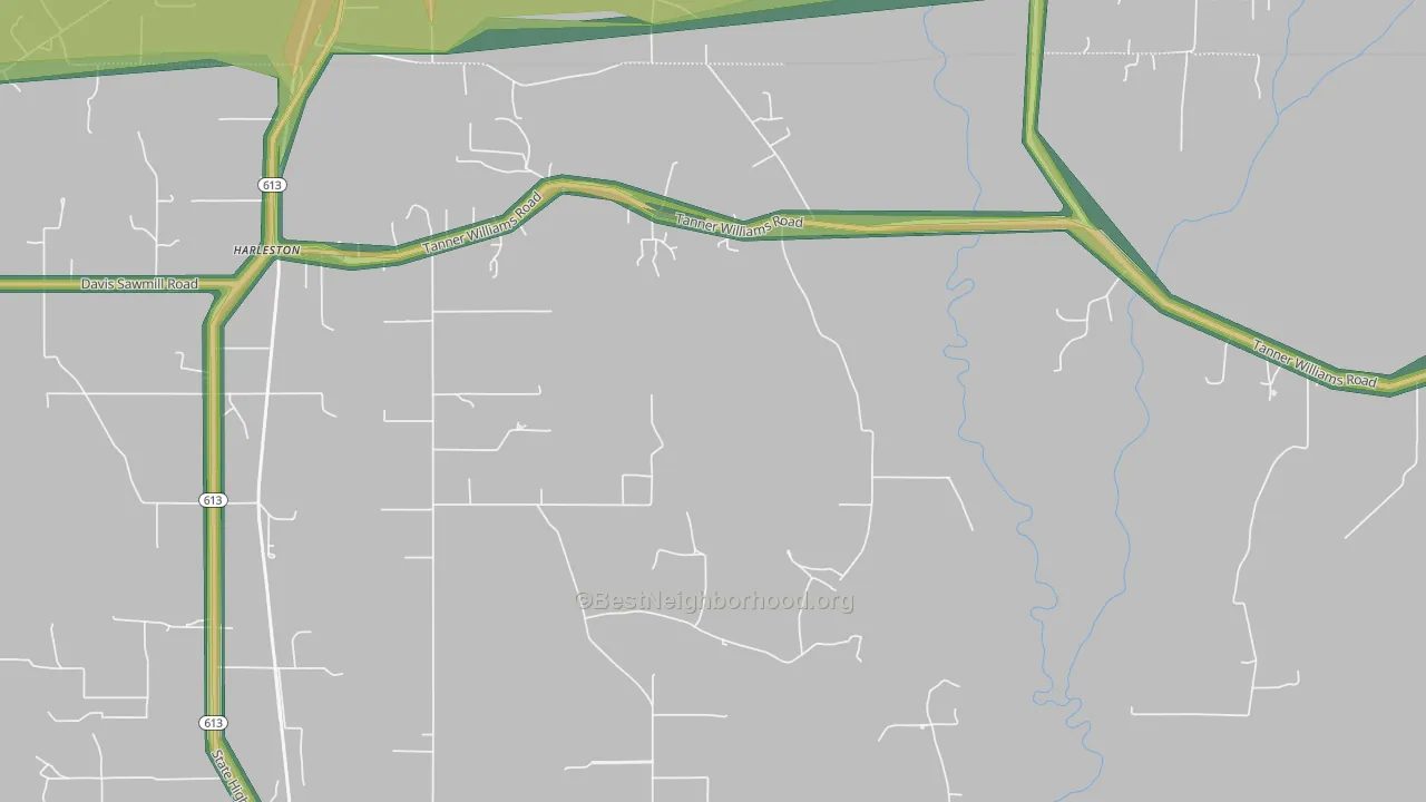 Harleston, MS Map of Noise Levels in Harleston