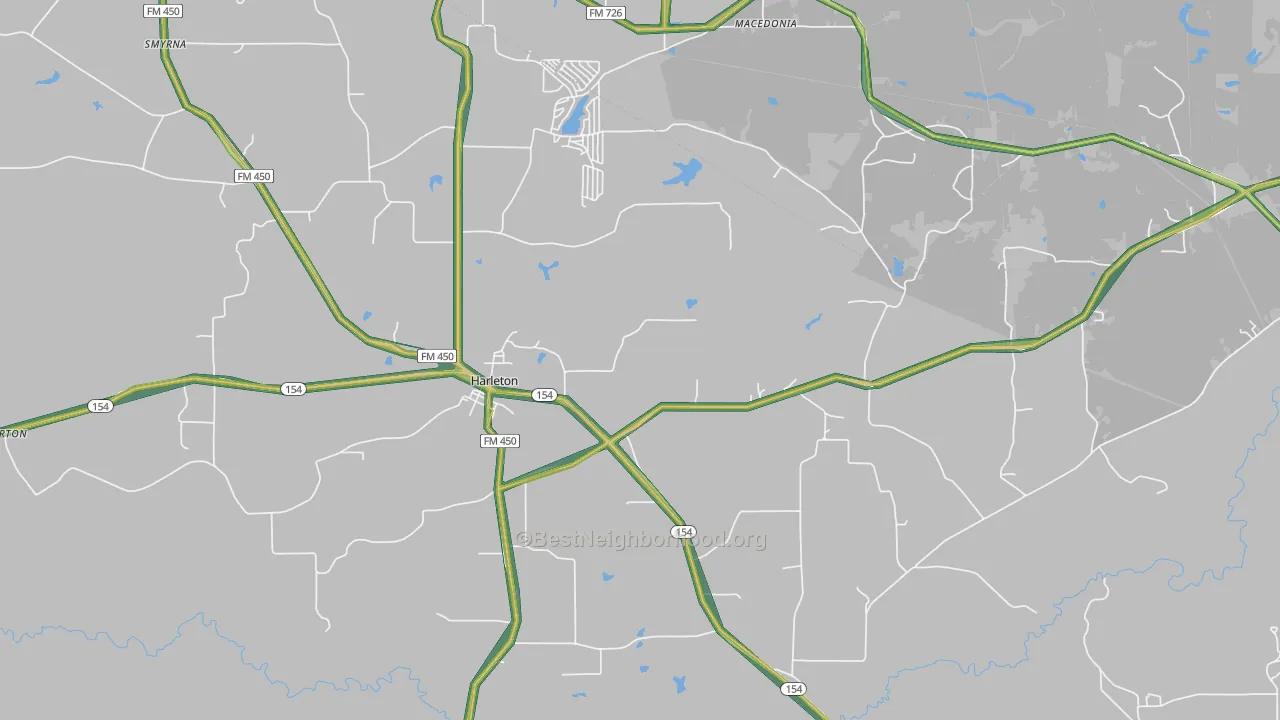 Harleton, TX Map of Noise Levels in Harleton