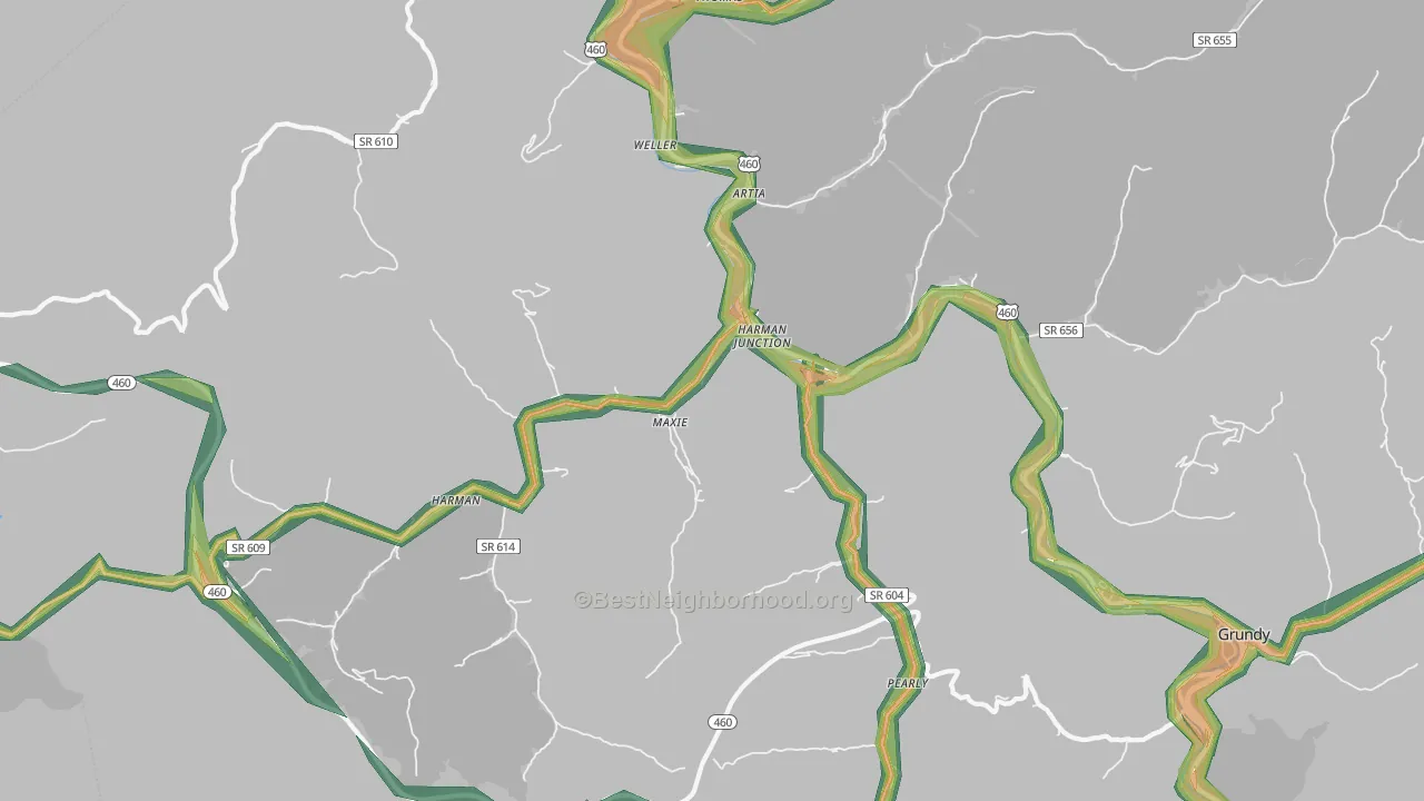Harman Junction, VA Map of Noise Levels in Harman Junction