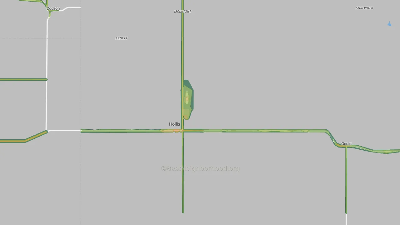 Harmon County, OK Map of Noise Levels in Harmon County