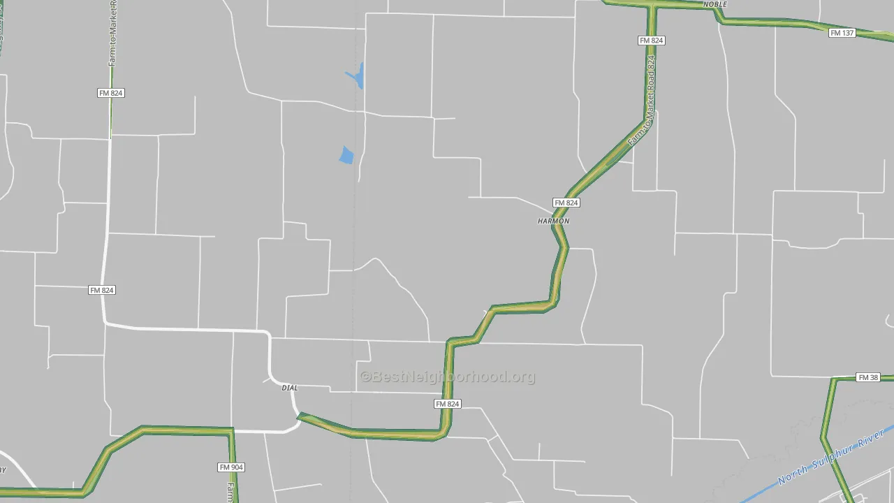 Harmon, TX Map of Noise Levels in Harmon