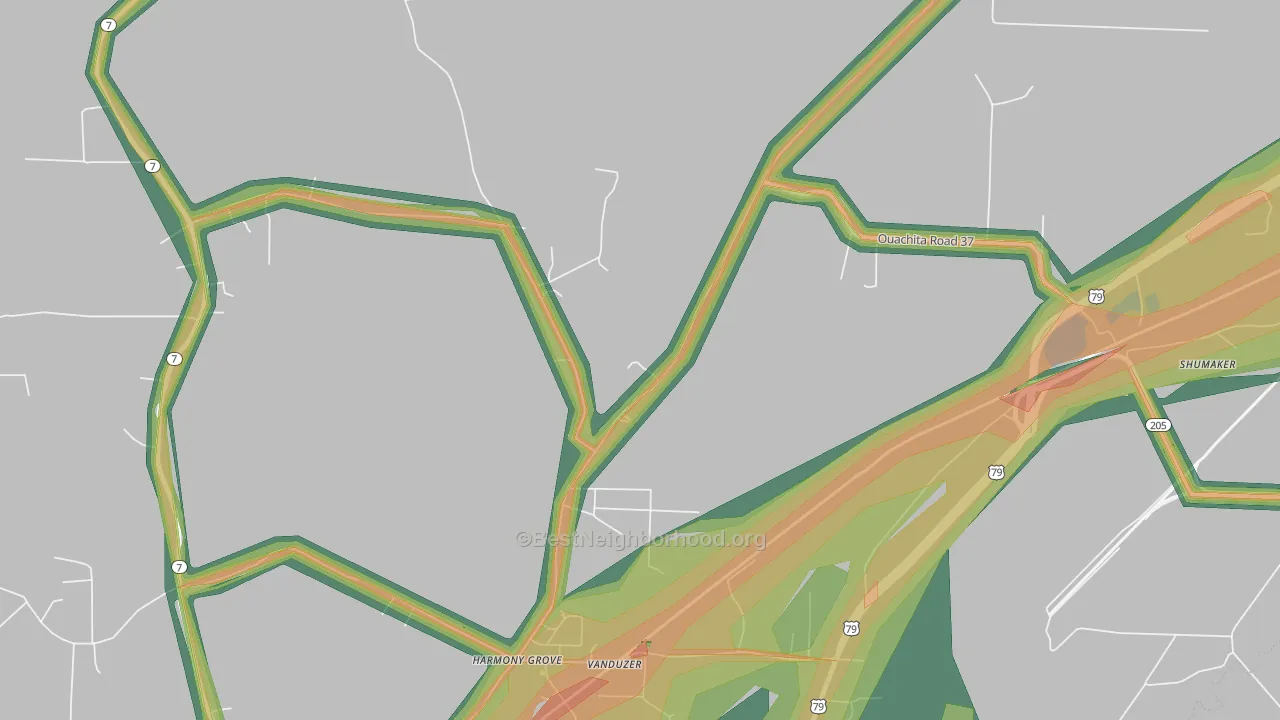 Harmony Grove, AR Map of Noise Levels in Harmony Grove