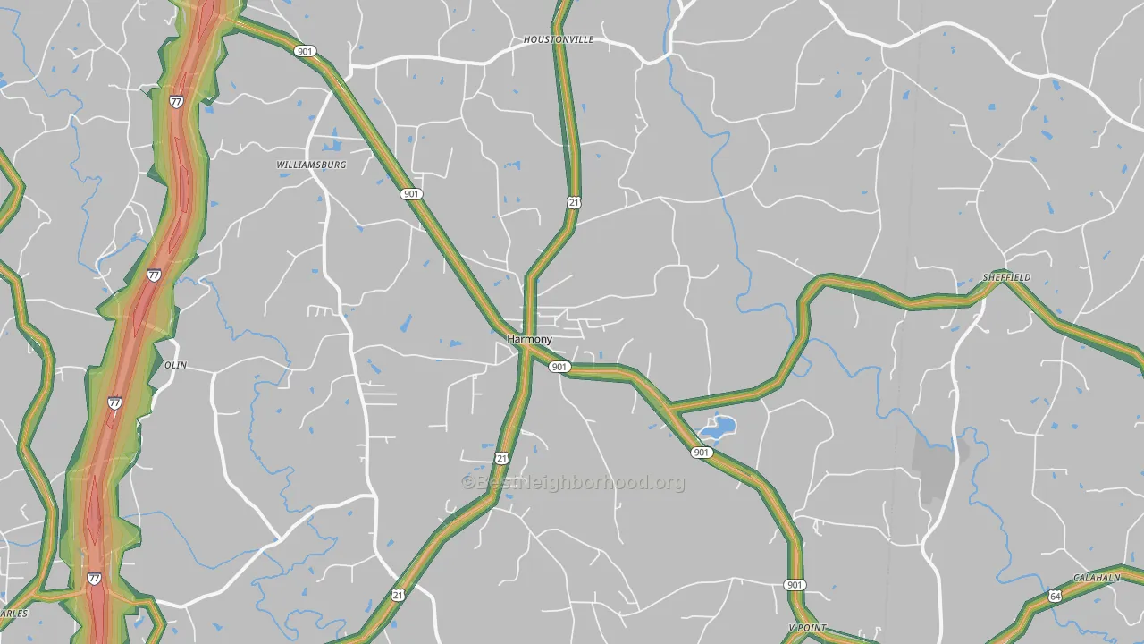 Harmony, NC Map of Noise Levels in Harmony