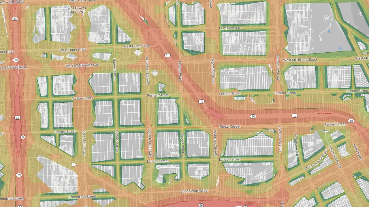 Harmony Village, Detroit, MI Map of Noise Levels in Harmony Village
