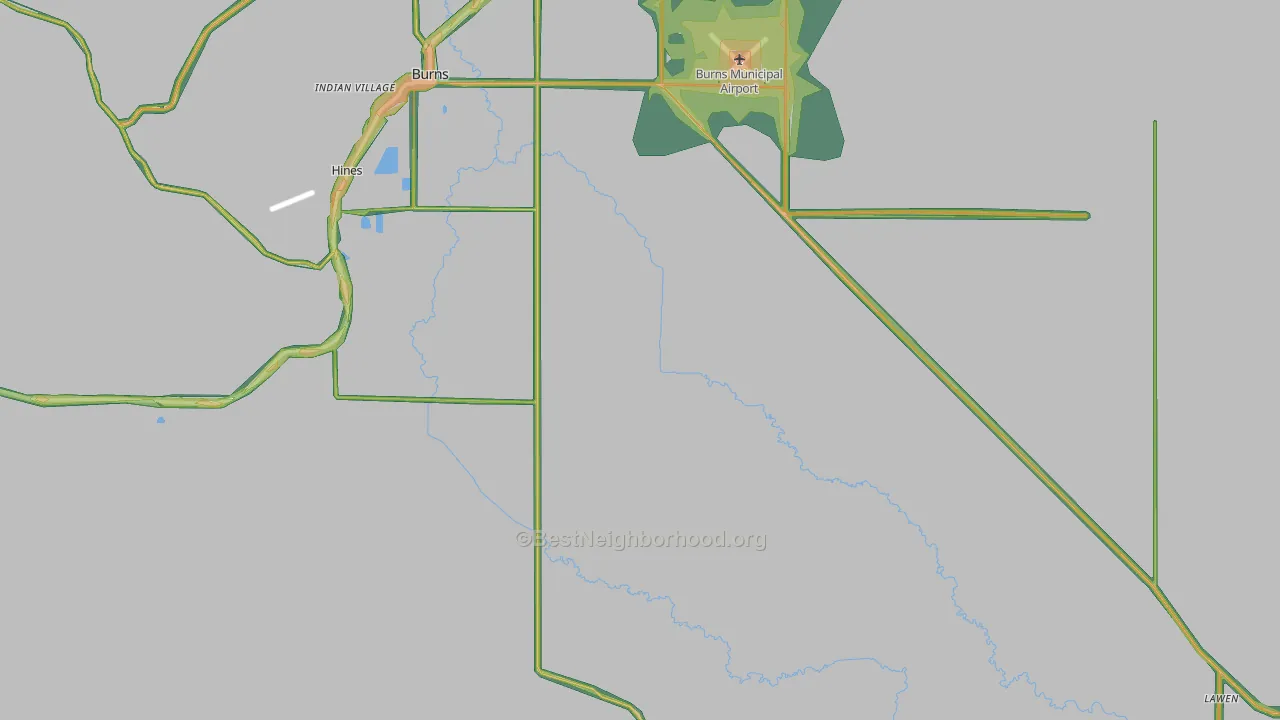Harney County, OR Map of Noise Levels in Harney County