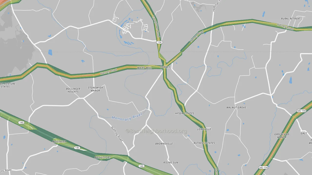 Harney, MD Map of Noise Levels in Harney