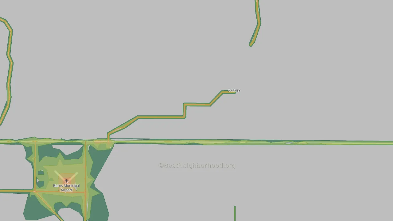 Harney, OR Map of Noise Levels in Harney