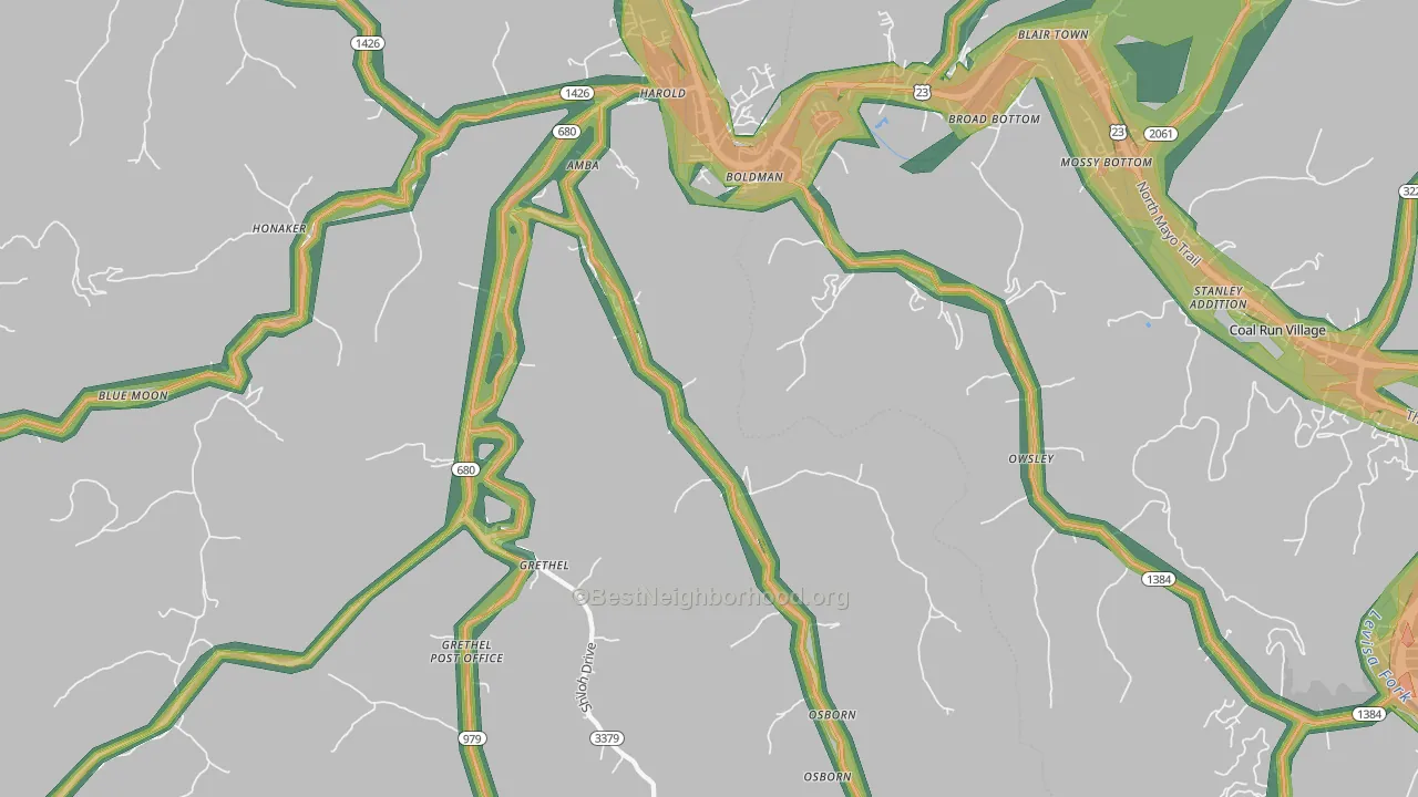 Harold, KY Map of Noise Levels in Harold