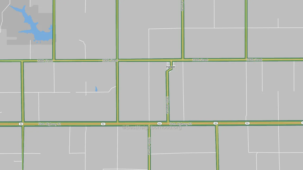 Harper, IA Map of Noise Levels in Harper