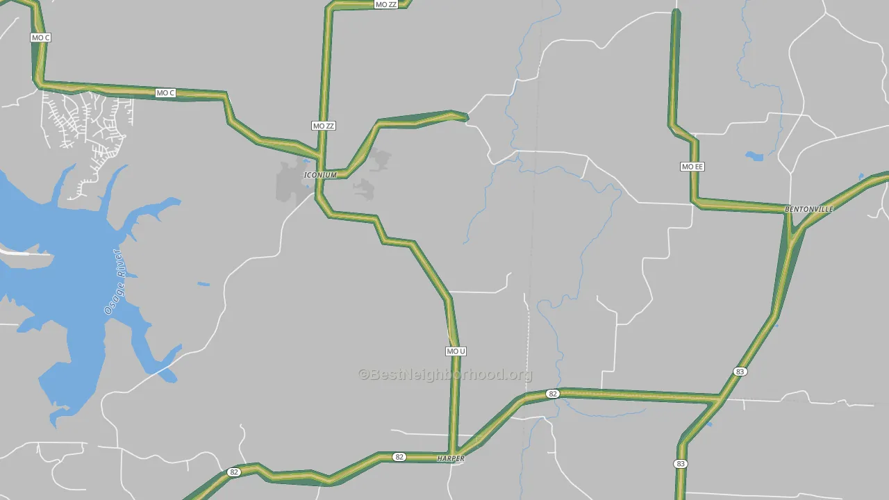 Harper, MO Map of Noise Levels in Harper