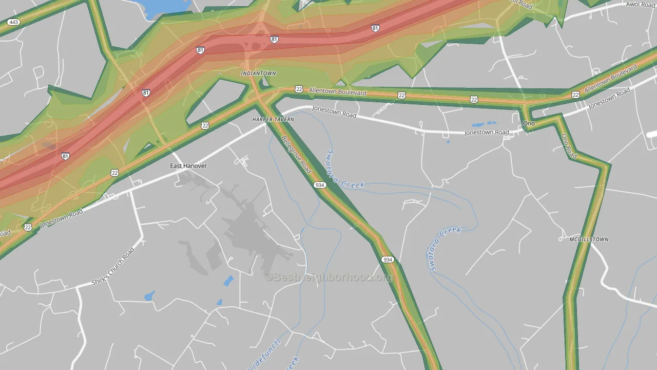 Harper Tavern, PA Map of Noise Levels in Harper Tavern