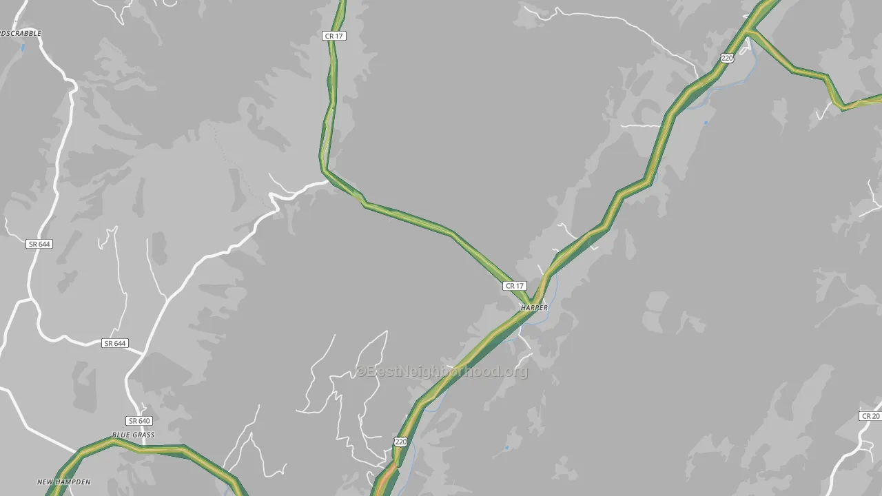Harper, WV Map of Noise Levels in Harper