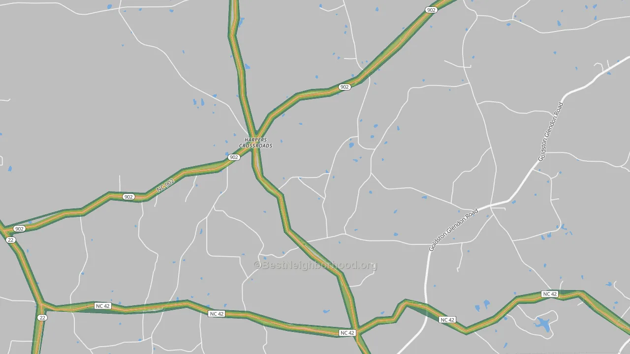 Harpers Crossroads, NC Map of Noise Levels in Harpers Crossroads