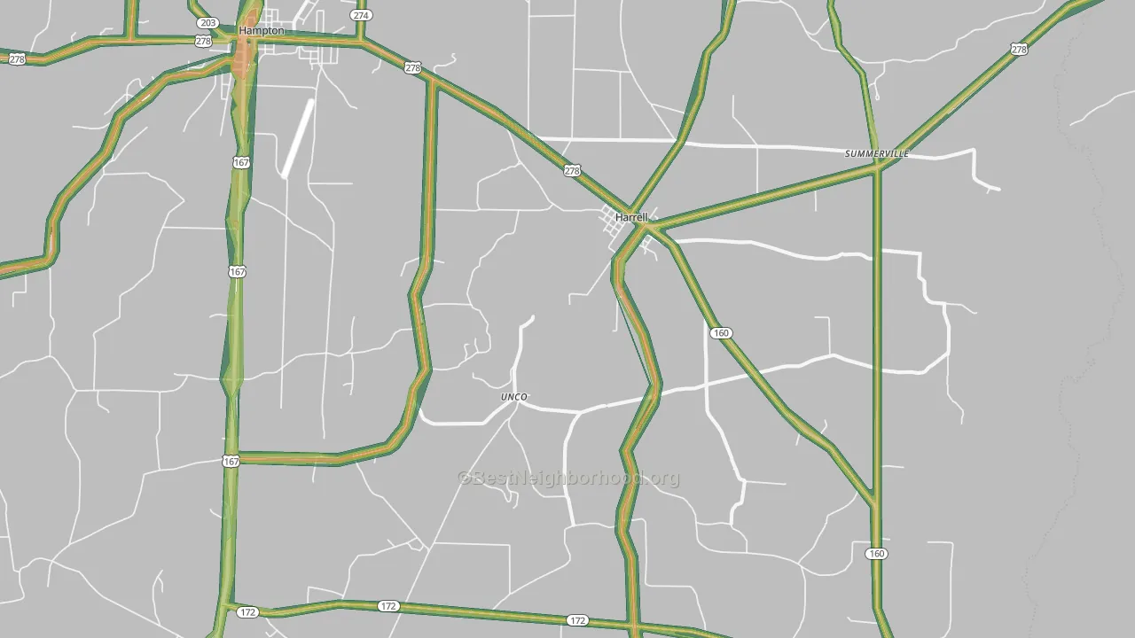Harrell, AR Map of Noise Levels in Harrell