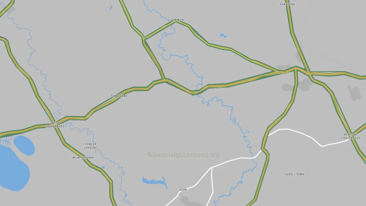 Harrells, NC Map of Noise Levels in Harrells