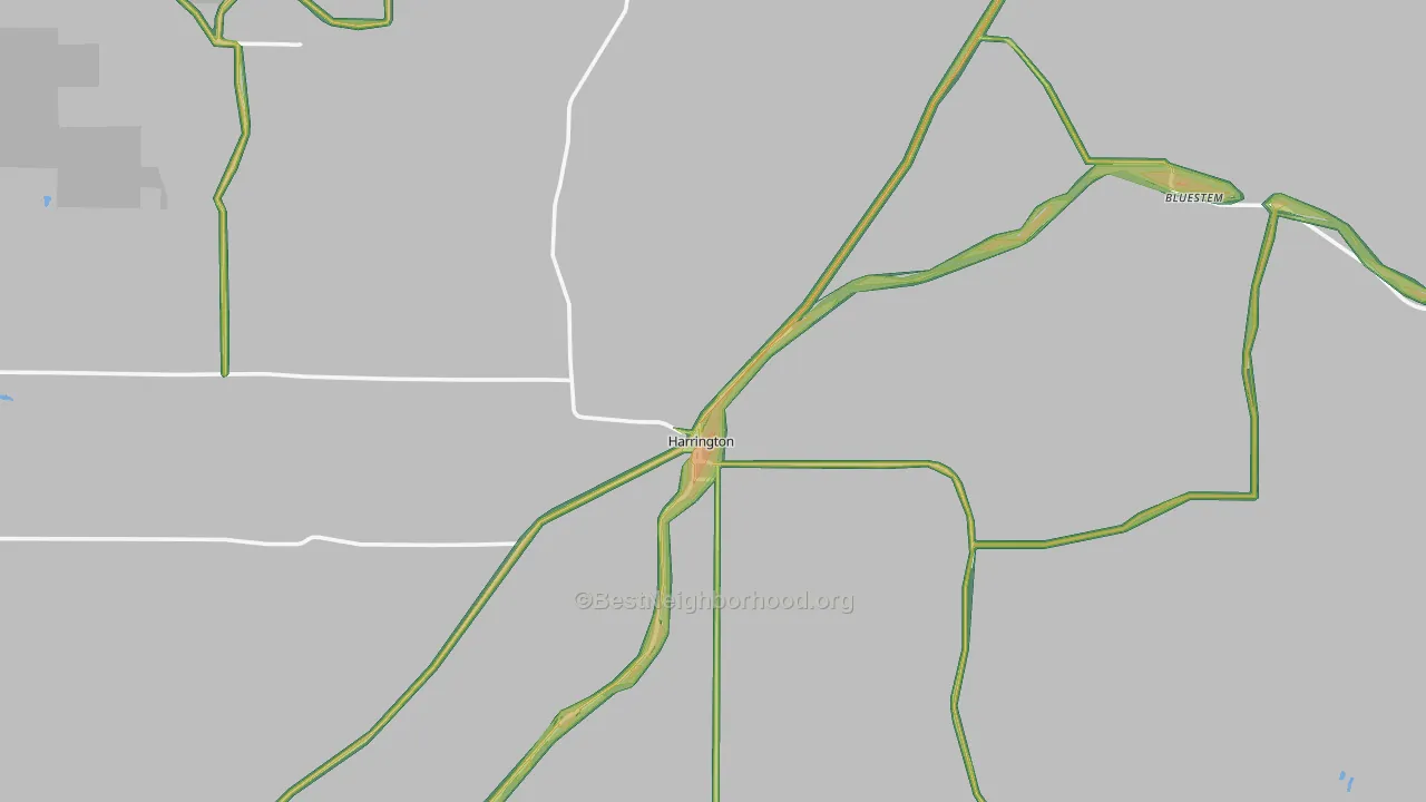 Harrington, WA Map of Noise Levels in Harrington