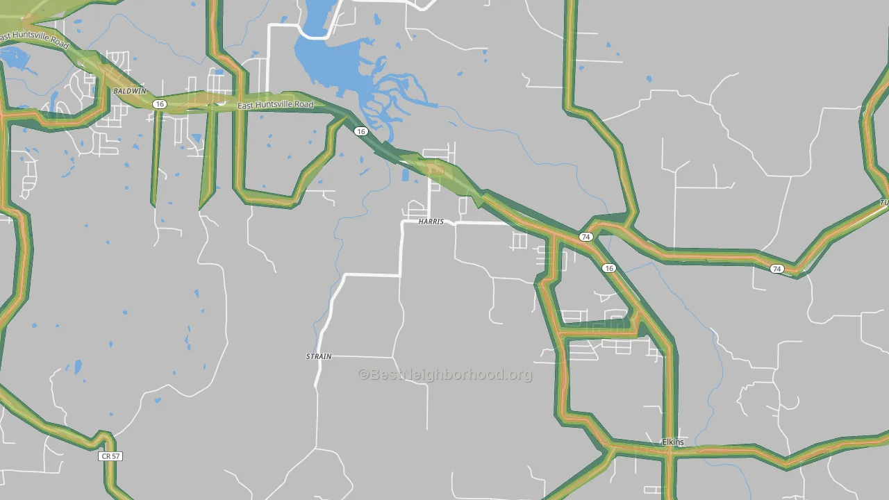 Harris, AR Map of Noise Levels in Harris