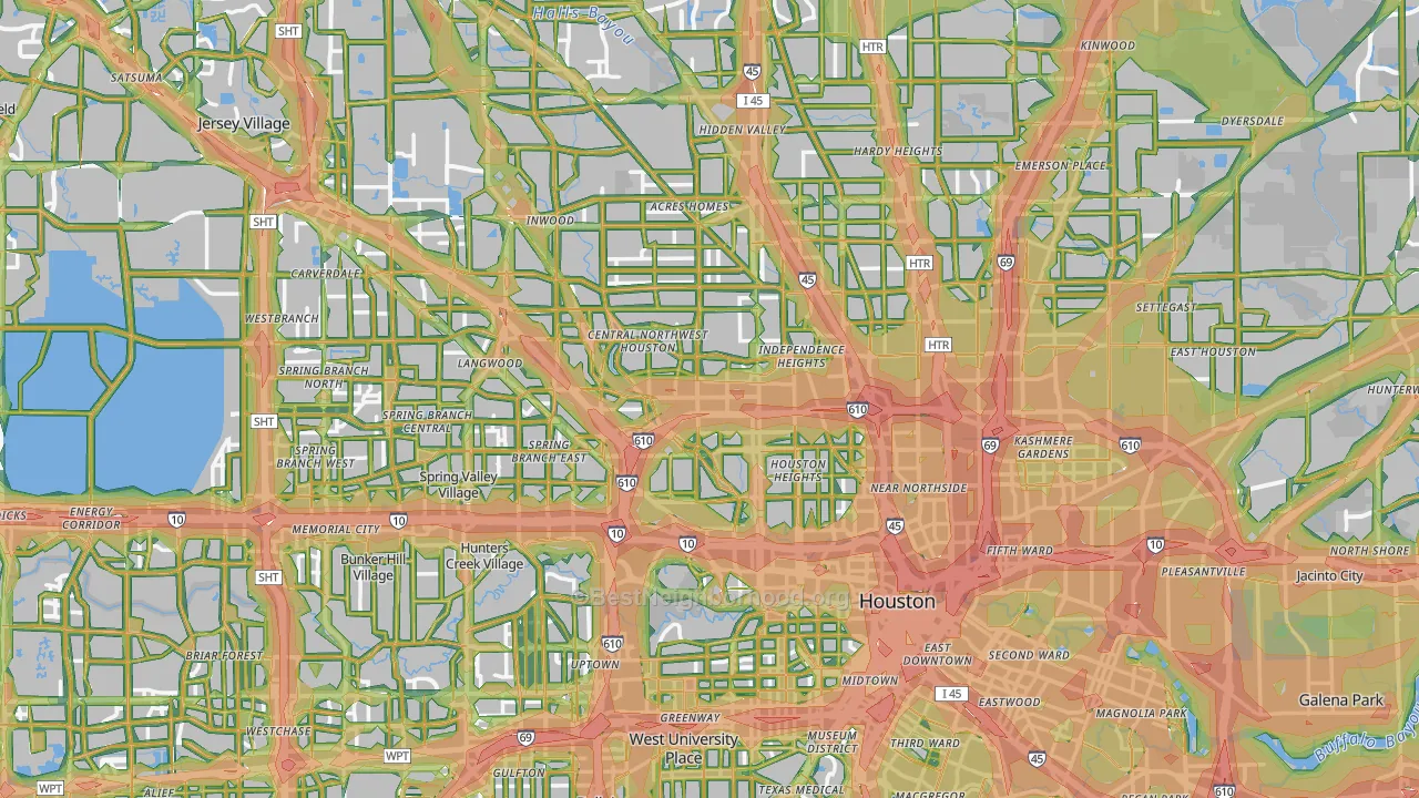 Harris County, TX Map of Noise Levels in Harris County