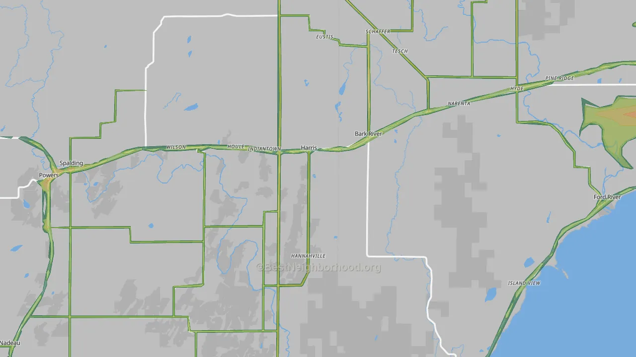Harris, MI Map of Noise Levels in Harris