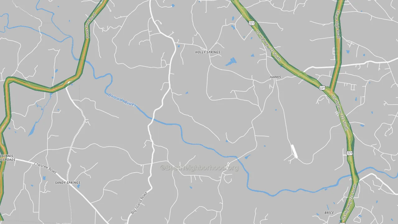 Harris, NC Map of Noise Levels in Harris