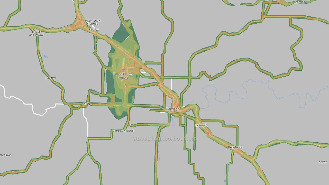 Harrison, AR Map of Noise Levels in Harrison