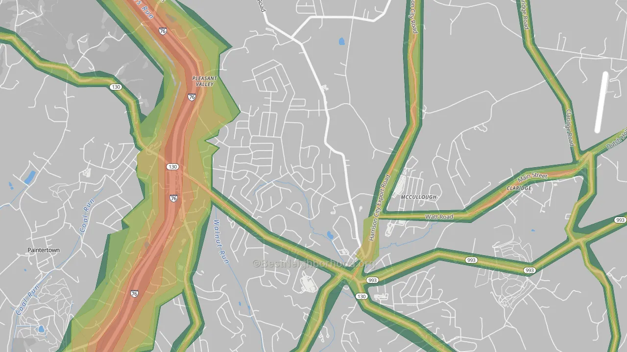 Harrison City, PA Map of Noise Levels in Harrison City