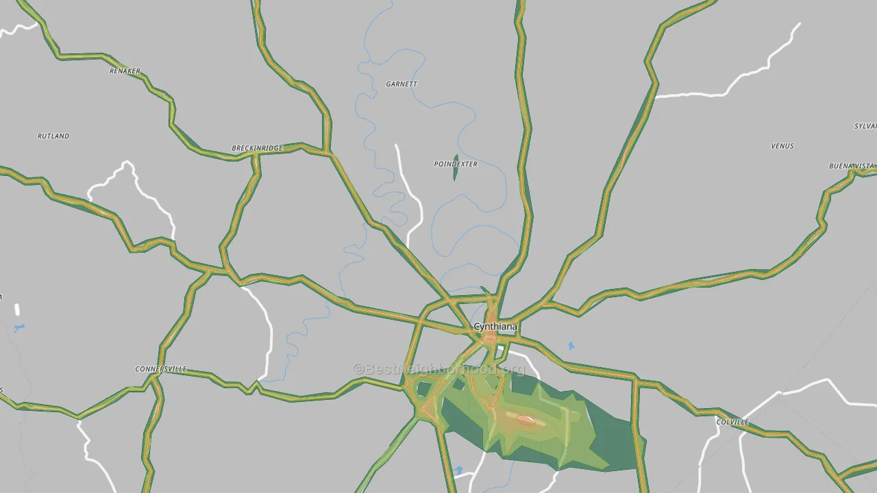 Harrison County, KY Map of Noise Levels in Harrison County