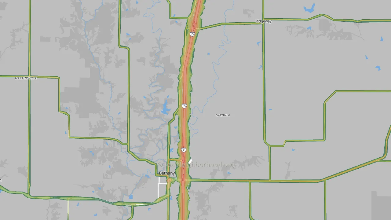Harrison County, MO Map of Noise Levels in Harrison County