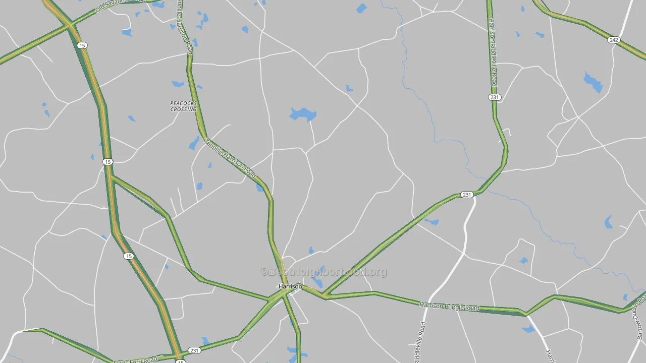 Harrison, GA Map of Noise Levels in Harrison