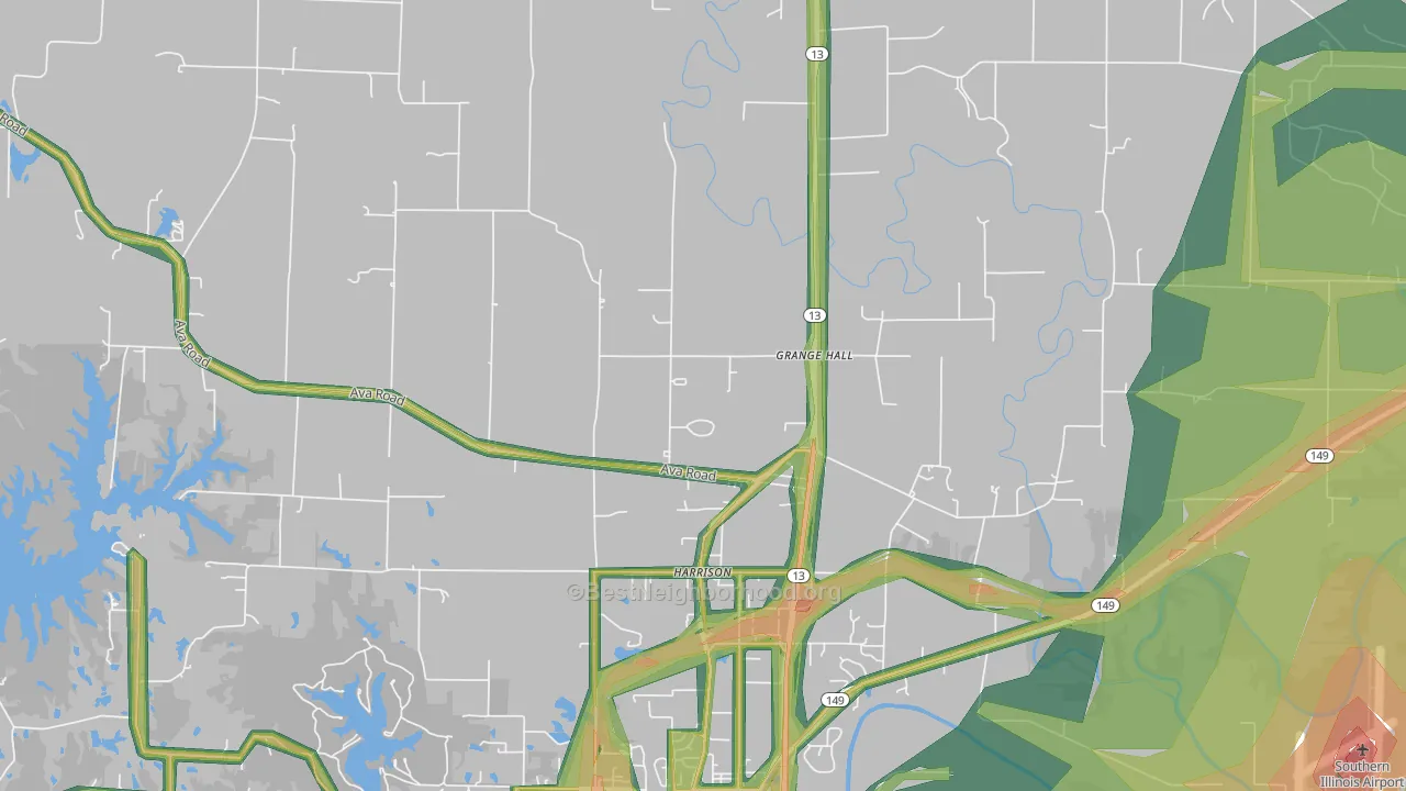 Harrison, IL Map of Noise Levels in Harrison