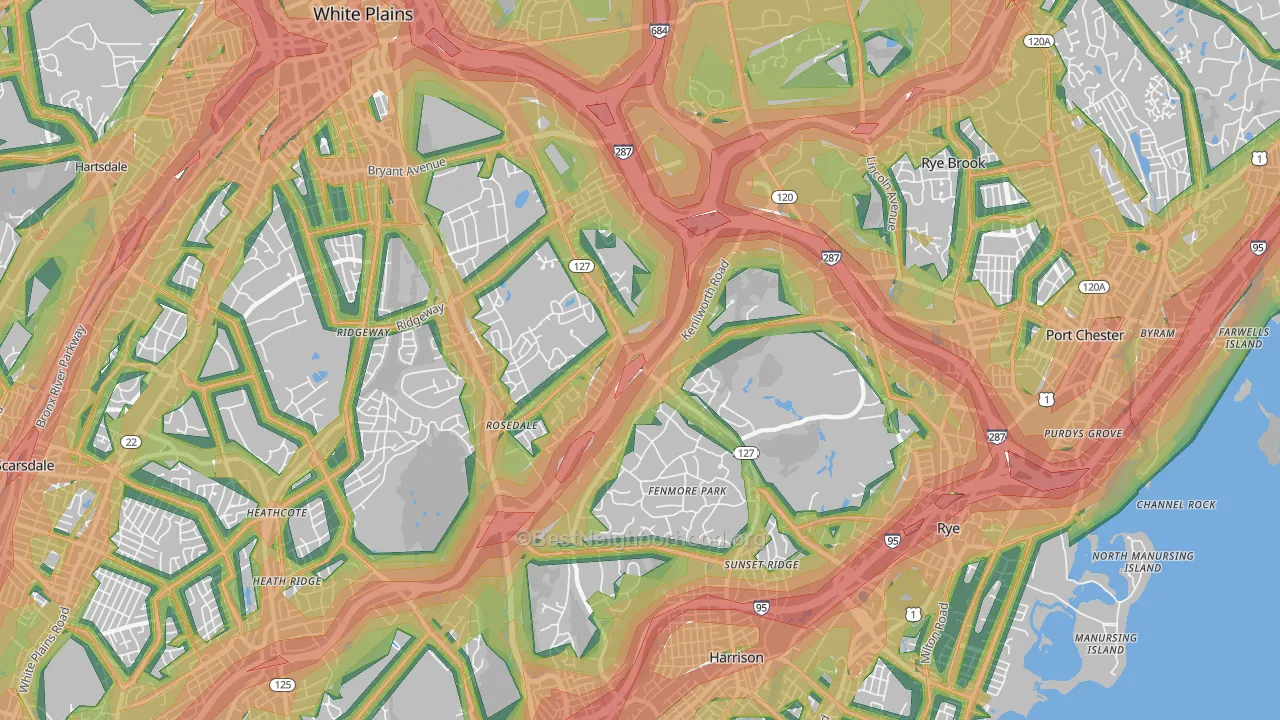 Harrison, NY Map of Noise Levels in Harrison