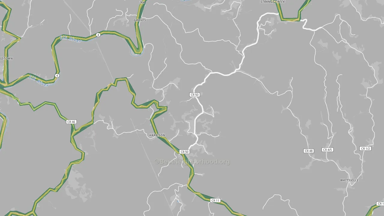 Harrison, WV Map of Noise Levels in Harrison
