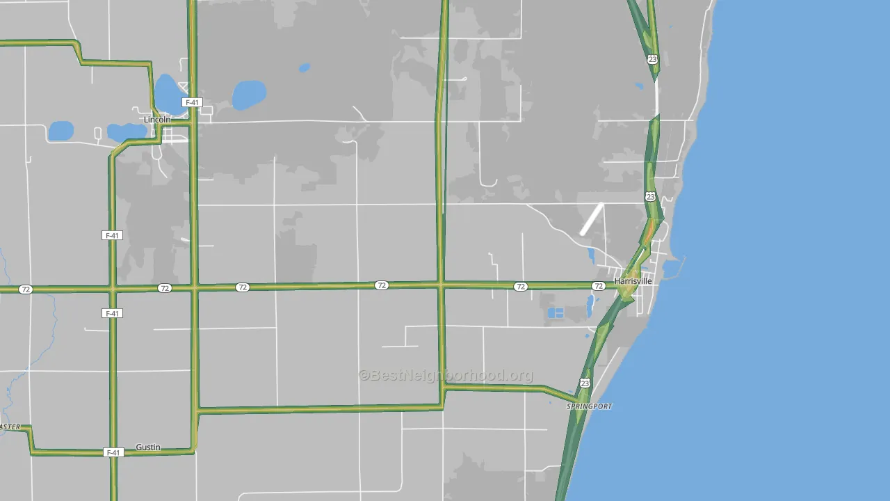 Harrisville, MI Map of Noise Levels in Harrisville