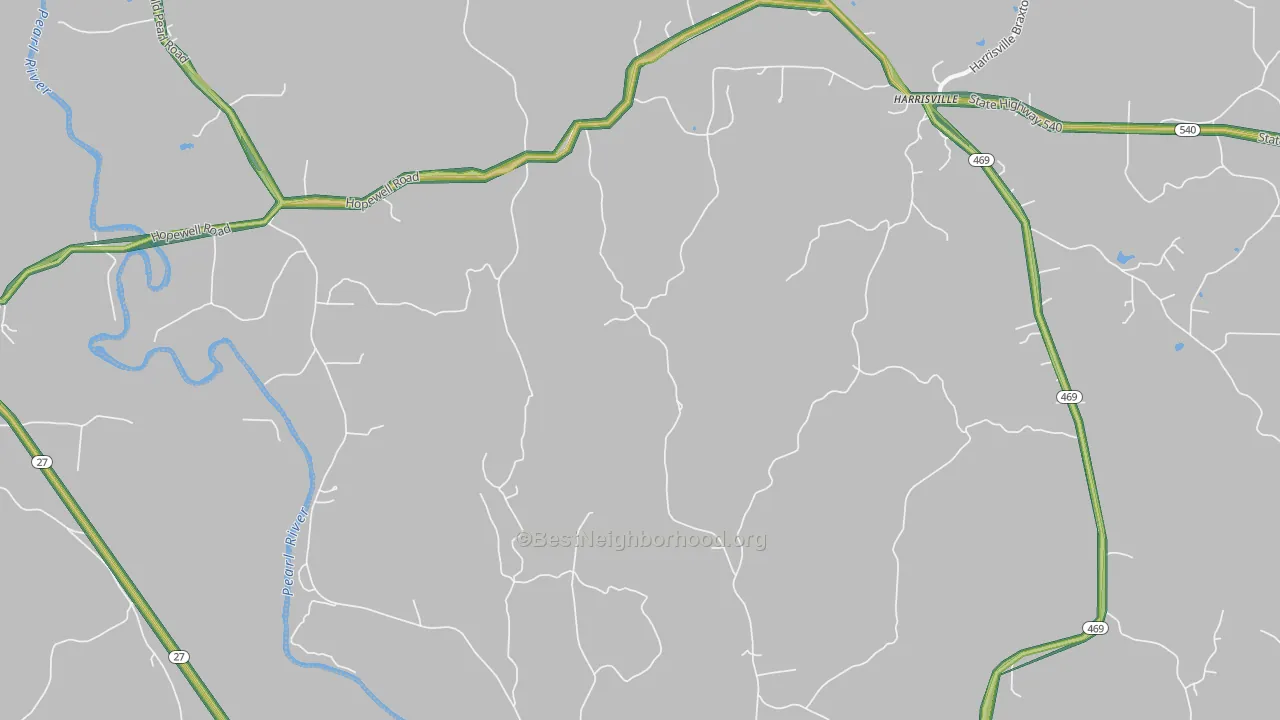 Harrisville, MS Map of Noise Levels in Harrisville