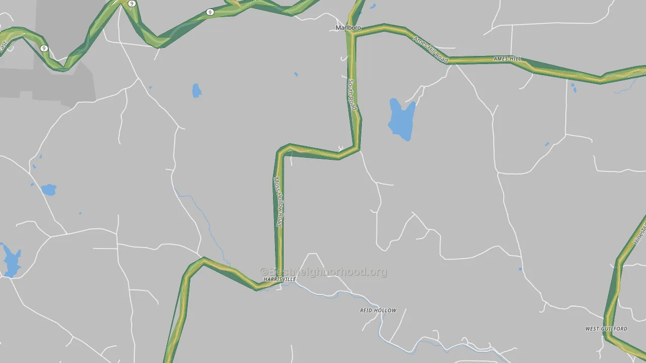 Harrisville, VT Map of Noise Levels in Harrisville