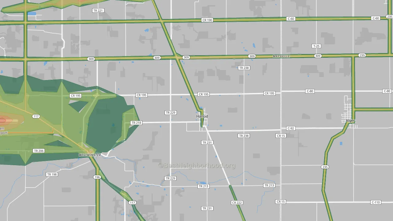 Harrod, OH Map of Noise Levels in Harrod