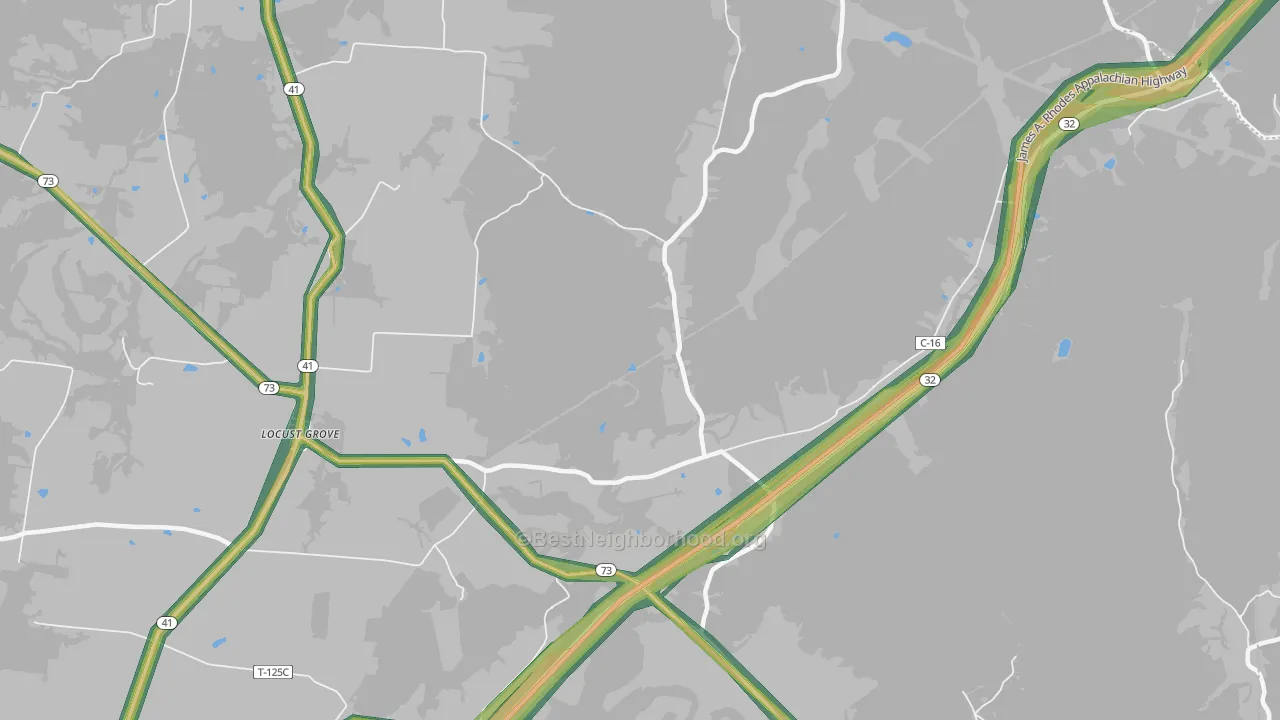 Harshasville, OH Map of Noise Levels in Harshasville