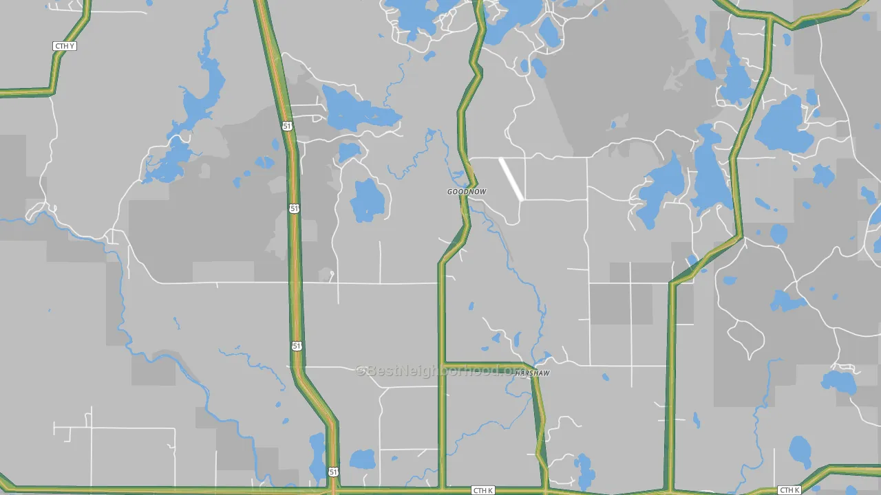 Harshaw, WI Map of Noise Levels in Harshaw