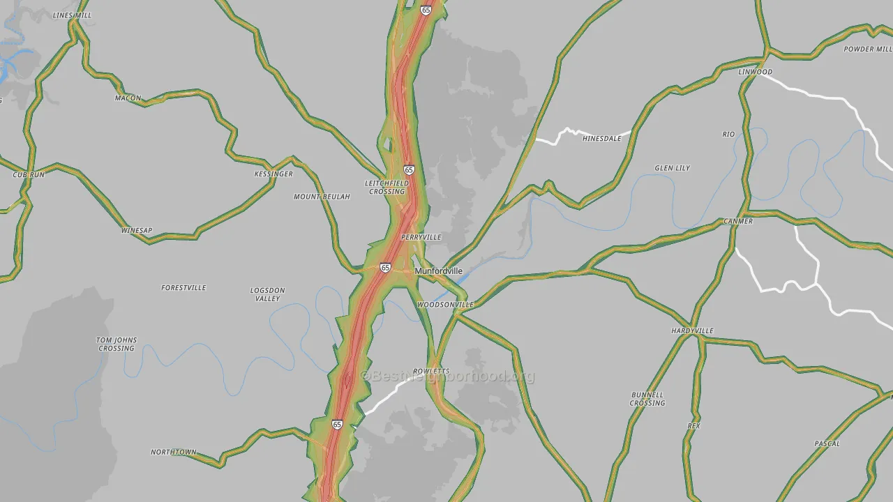 Hart County, KY Map of Noise Levels in Hart County