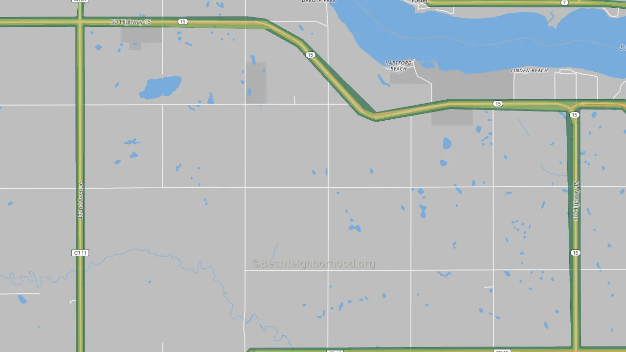 Hartford Beach, SD Map of Noise Levels in Hartford Beach