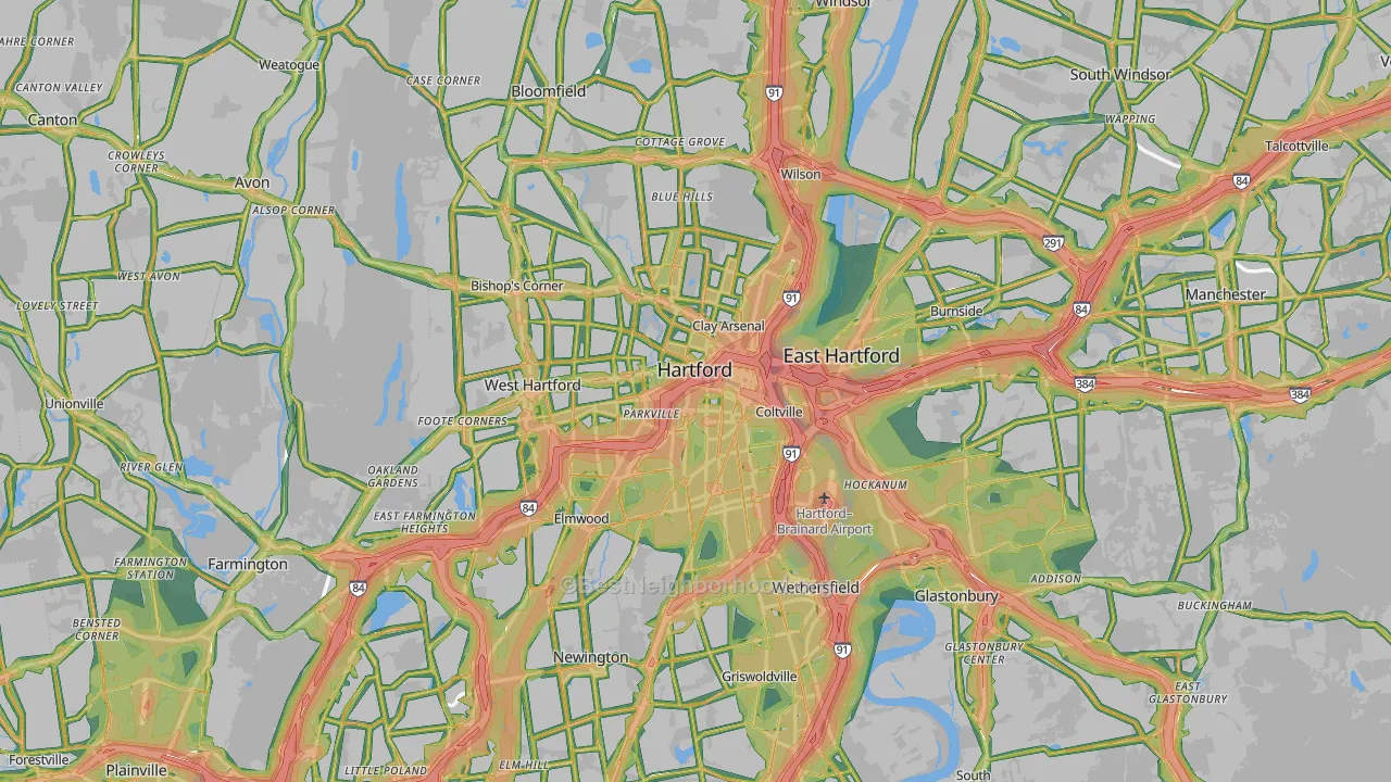 Hartford, CT Map of Noise Levels in Hartford