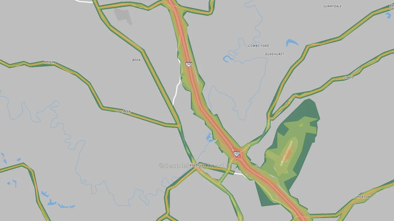 Hartford, KY Map of Noise Levels in Hartford