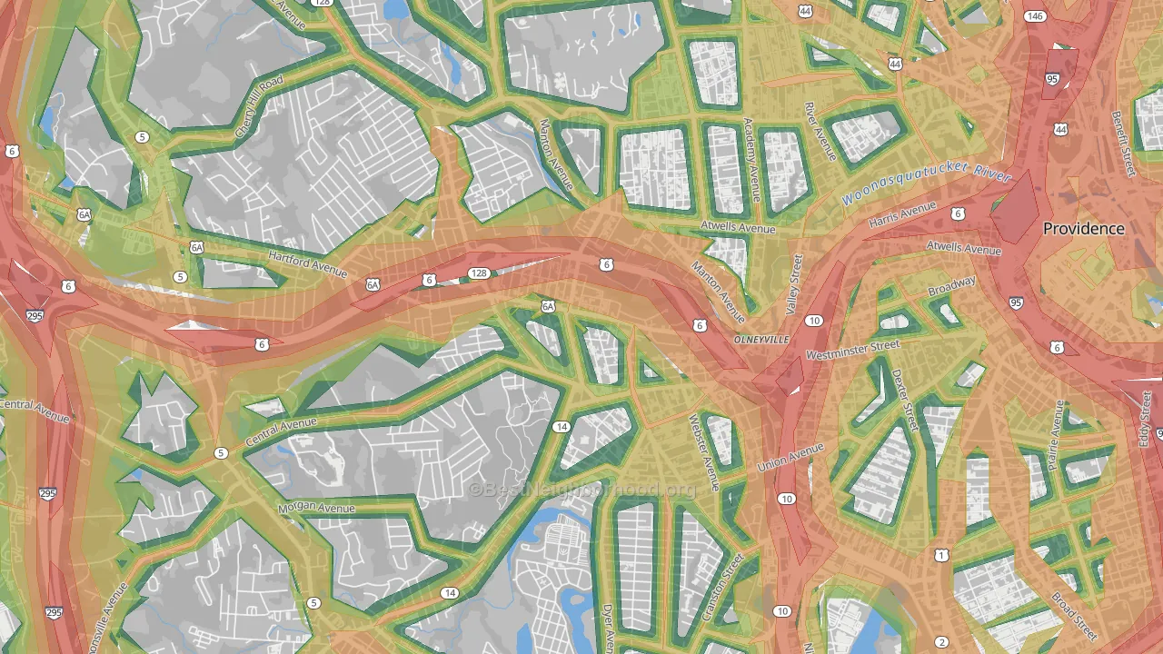 Hartford, Providence, RI Map of Noise Levels in Hartford