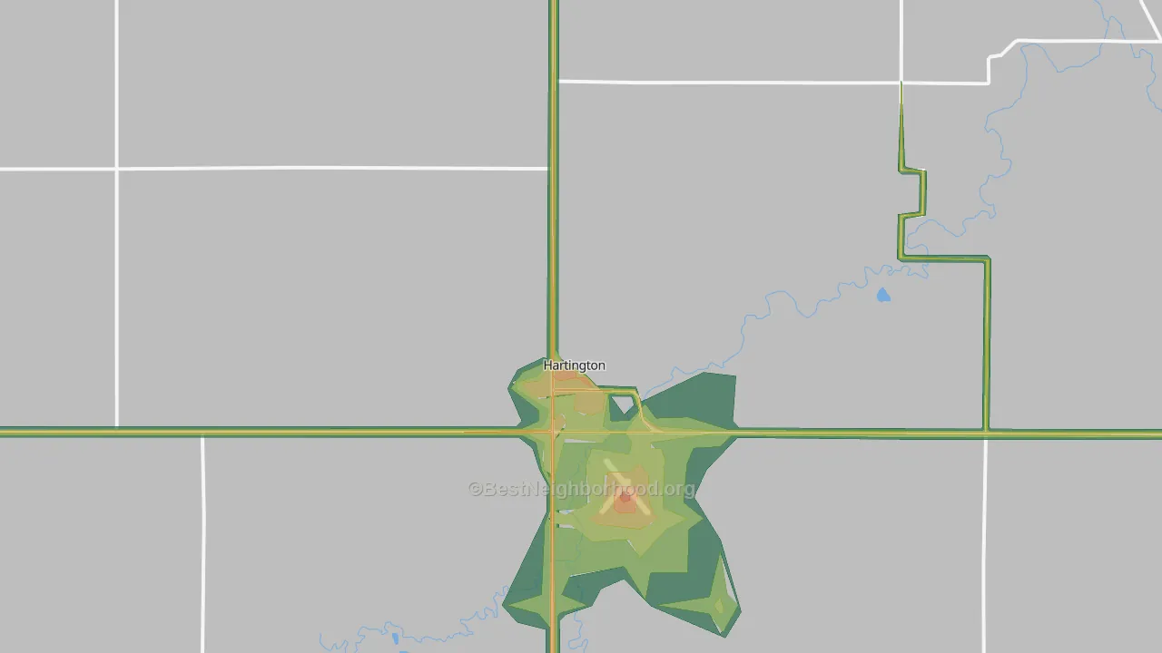 Hartington, NE Map of Noise Levels in Hartington