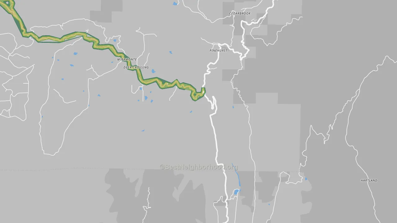 Hartland, CA Map of Noise Levels in Hartland