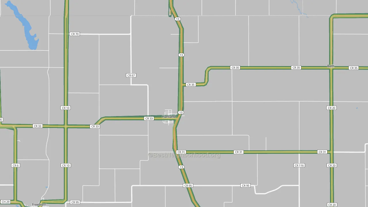 Hartland, MN Map of Noise Levels in Hartland