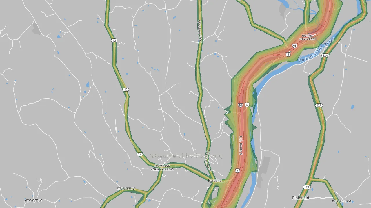 Hartland, VT Map of Noise Levels in Hartland