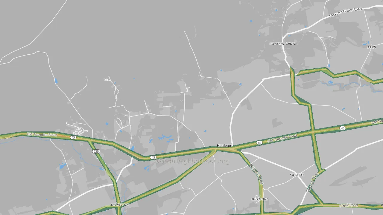 Hartleton, PA Map of Noise Levels in Hartleton