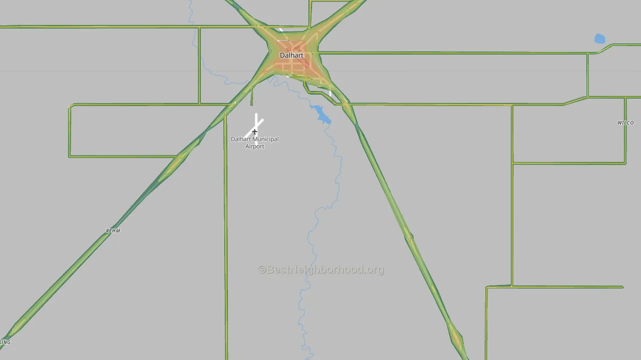 Hartley County, TX Map of Noise Levels in Hartley County